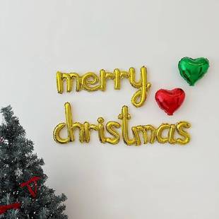 新2025圣诞快乐母字气球装饰款无品牌/圣铝诞树老人雪人鹿气球膜