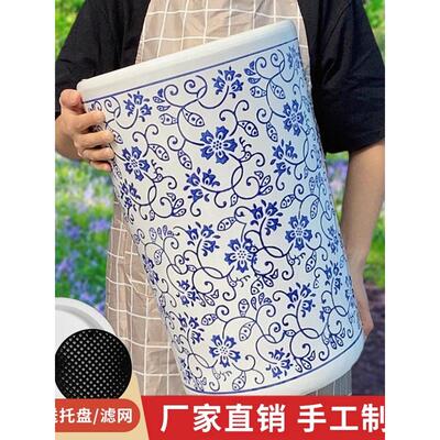 中式青花瓷特大陶瓷花盆个性化古董陶瓷客厅家居落地式户外大花盆