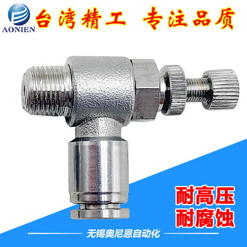 气动气管304不锈钢节流阀快插调速接头SL6/8-01/02耐腐蚀高温高压