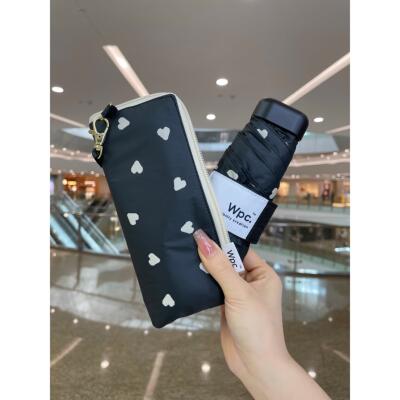 日本Wpc.锯齿爱心小巧轻量黑胶遮阳伞口袋五折晴雨防晒UV紫外线伞