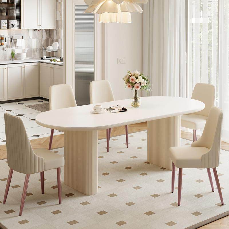 奶油风岩板餐桌轻奢新款简约家用小户型椭圆形白色法式覆古餐桌椅,3C数码配件,USB多功能数码宝,淘宝优惠券,粉丝福利购,淘宝优惠卷