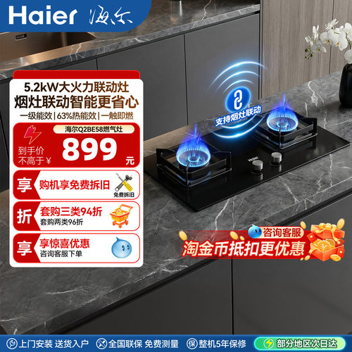 海尔Q2BE58燃气灶煤气灶家用双灶天然气灶台厨房家用煤气炉灶具