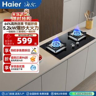 海尔Q2BE6燃气灶煤气灶双灶家用天然气猛火灶台嵌入式台式大火力
