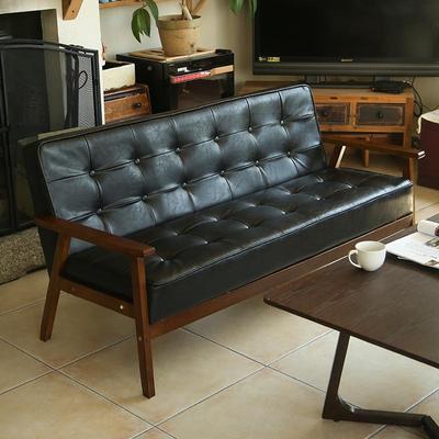 实木美式复艺皮拉扣沙发小户型皮革客厅四人座皮古质沙简发RLG约