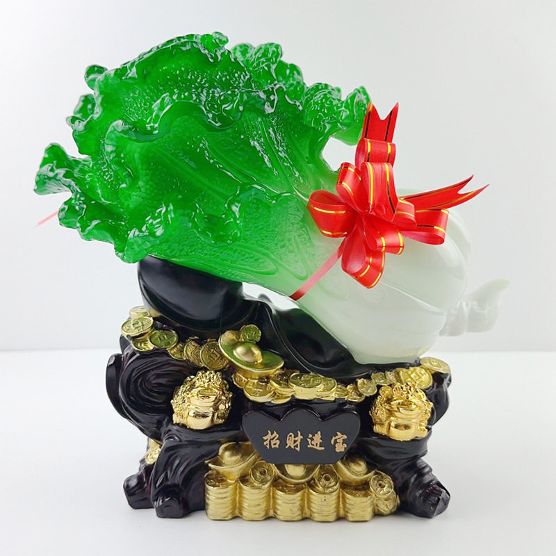经典热卖树脂仿玉招财进宝大白菜玉白菜摆件客厅玄关办公桌装饰品