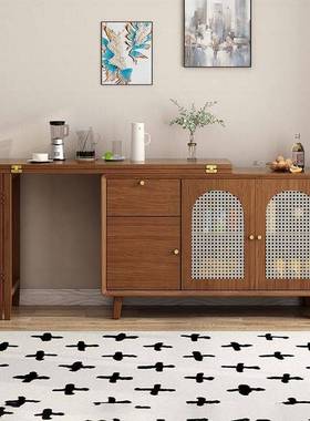 实折叠小TJS桌餐边柜一体岛台吧台户型家用靠墙储物柜木餐可伸缩