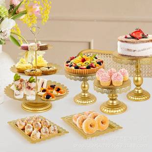 式铁艺蛋糕架套装婚GLI庆摆件品店点心甜架酒会会舞道具蛋欧糕盘