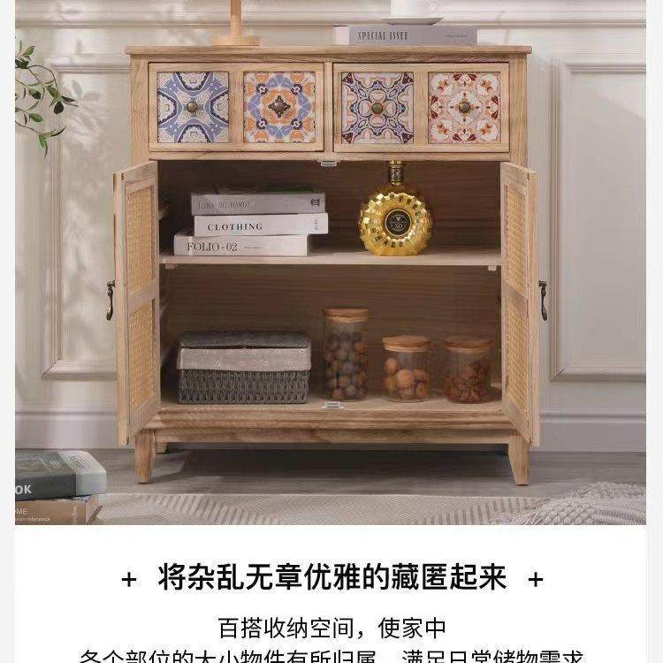 M*编实木收纳藤储物柜复6810古餐边柜玄式关茶水柜斗柜子客厅边柜,住宅家具,鞋柜,淘宝优惠券,粉丝福利购,淘宝优惠卷