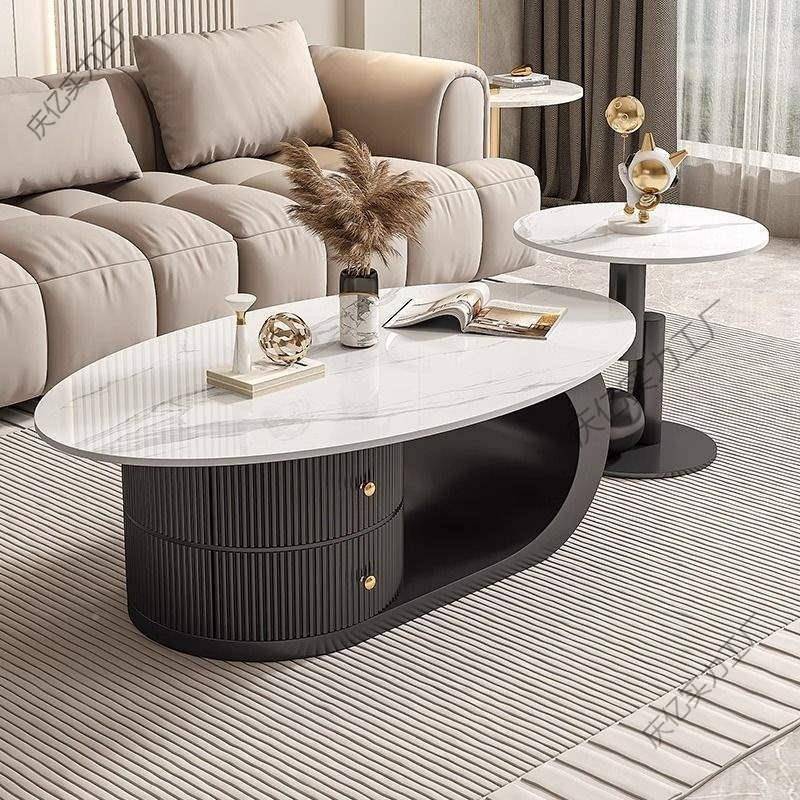 式轻奢小5华户型岩板茶几客BDL59105厅家用202新款创意意椭圆形桌