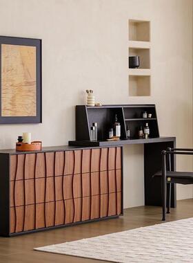 胡桃色妆中古式实木法妆复古斗柜一体化现代简约卧室床尾DHL梳台