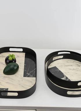 新中式双耳金盘属托收纳摆样版房间别墅客堂厅茶几314515件酒店大