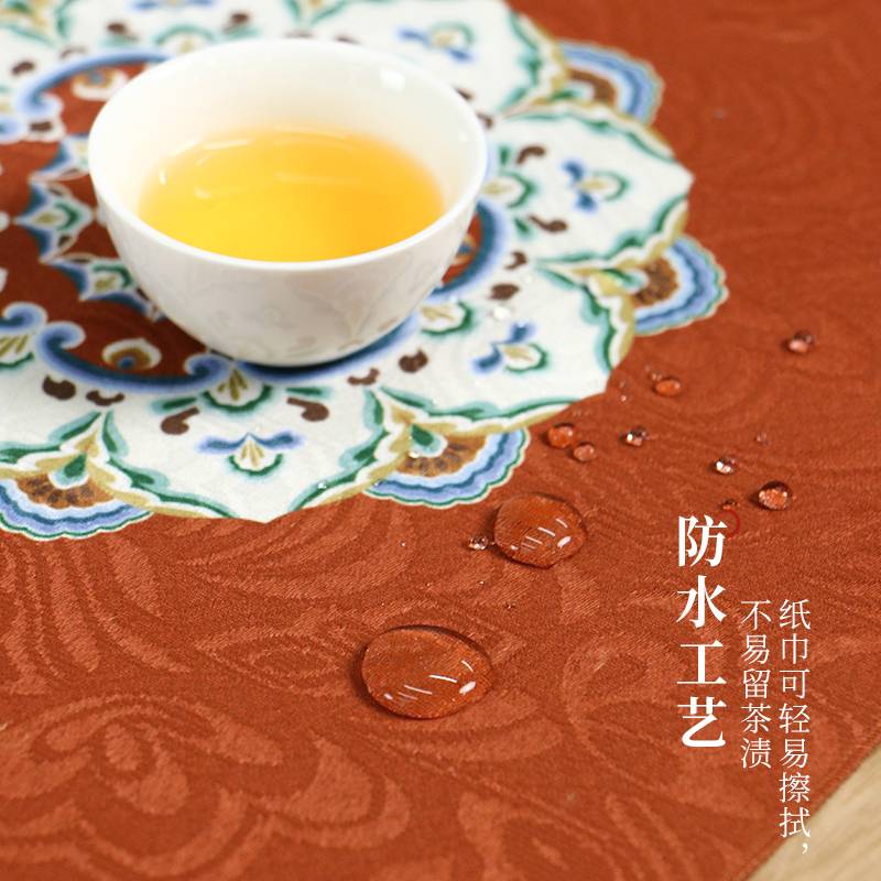 S588敦煌宝相花新中式桌旗茶席中式禅意茶桌餐桌茶几茶桌垫布