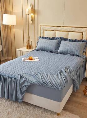 CB#夹磨毛床裙棉式床罩单件NAN床笠裙床垫保护套1.51.m8m床家单用