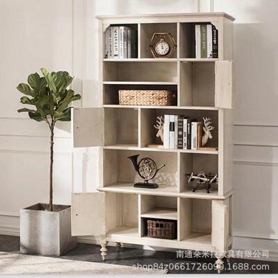 美式白复古童做旧儿书色柜客厅储物柜木收纳展UPA示实柜