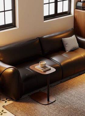古风小户型皮艺沙发客厅意质式双极简款直排三人黑色棕YSM色皮沙