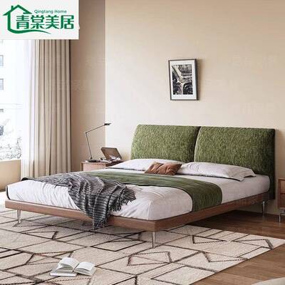 意式大象耳朵实木床古雪尼齐尔软包床轻奢实木床简FPZ约边双人大