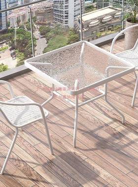 户阳台小桌椅户三件套ECN休闲茶桌椅白色组合折叠一外桌两小型椅