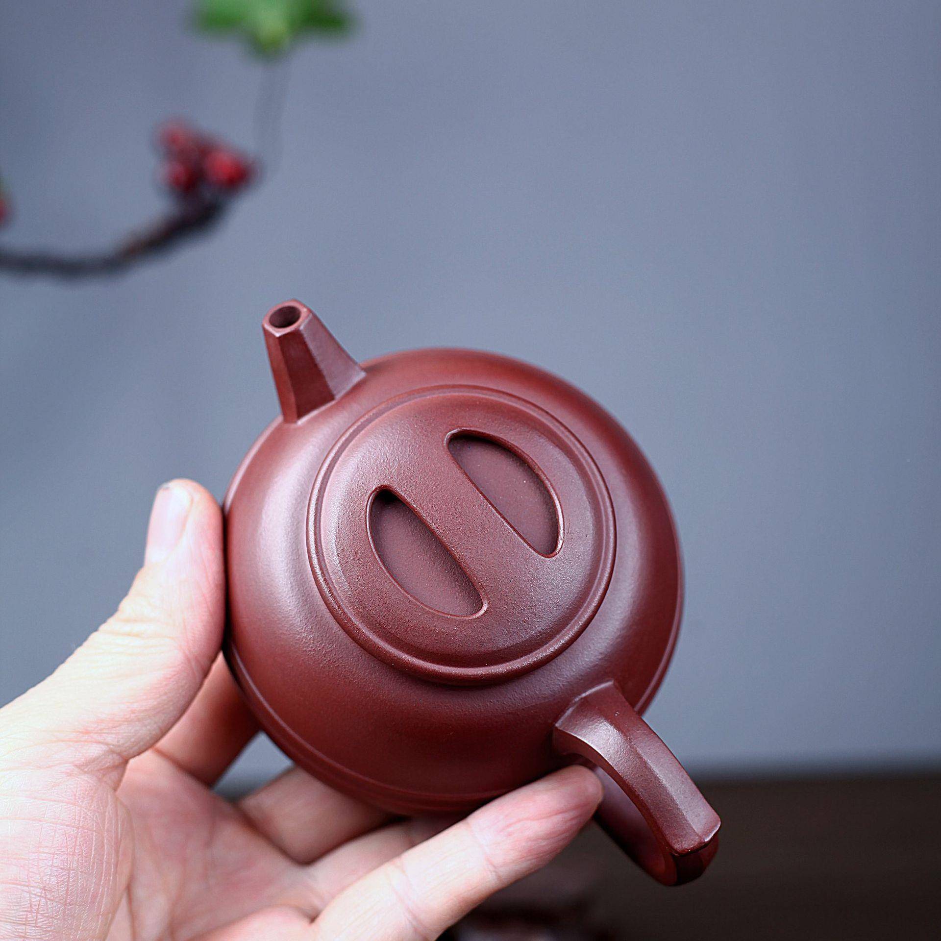 宜兴紫砂手工原茶壶泡茶壶QPP矿紫壶经典雅器牛泥盖线圆壶厂家