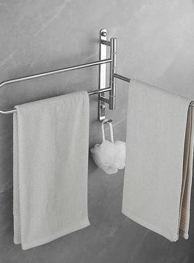 全巾铜折叠旋转毛架免打孔活动挂毛杆室卫生间巾转角置物浴QPP架