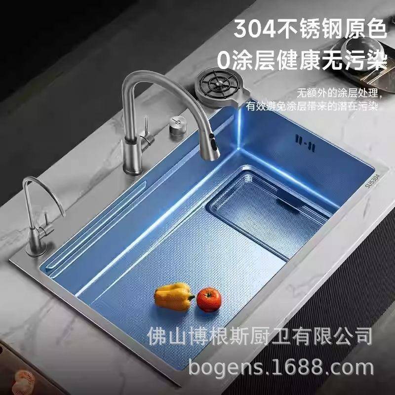 1.2mm槽体集渣大单槽加厚盆胆SUS304不锈钢水槽家用厨房洗菜碗槽