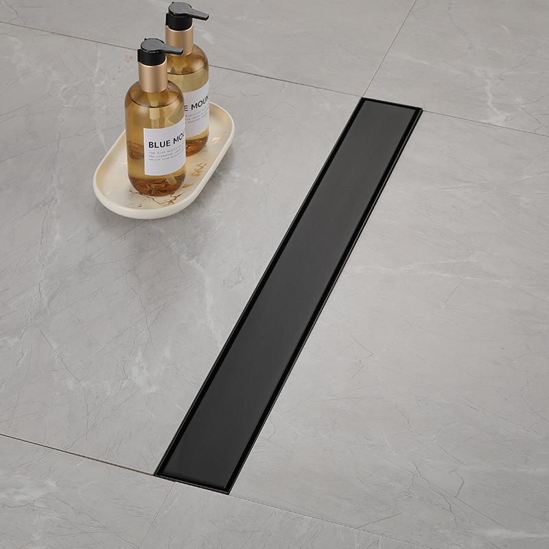 LGP304不锈钢黑色卫生间淋浴房水道长条形防臭防堵隐藏地漏DL下22