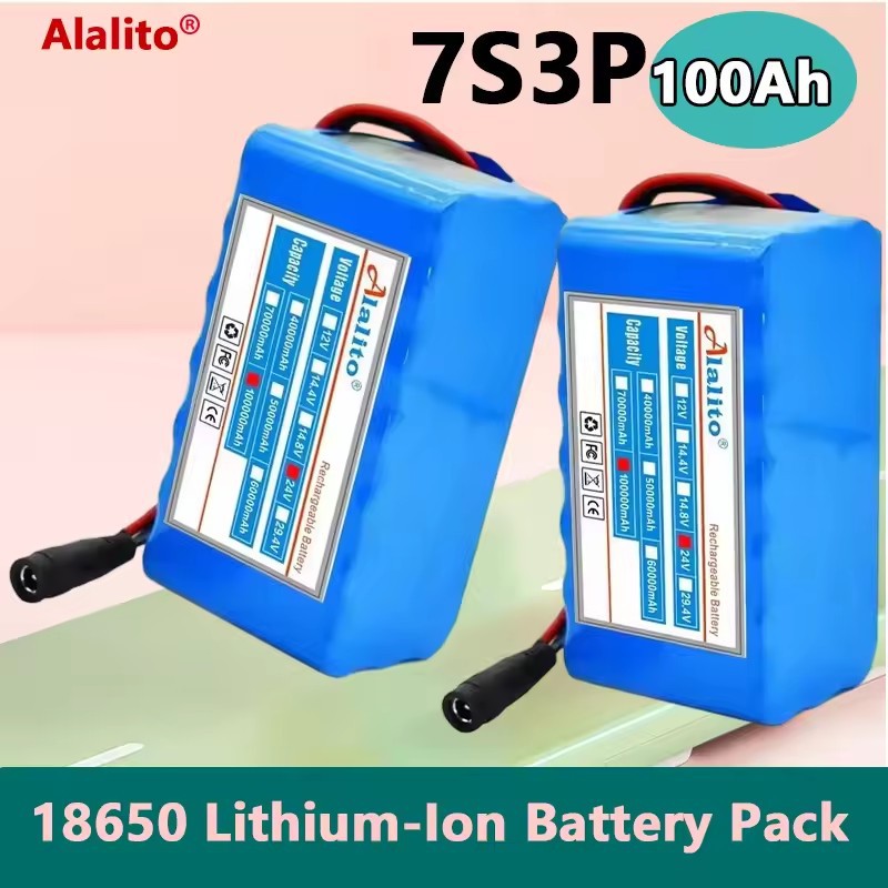 24V 7S3P 18650锂离子电池组100Ah带20ABMS适用于踏板车电动轮椅