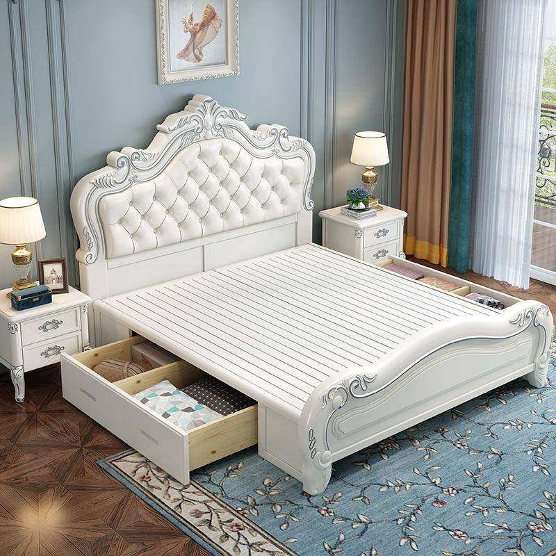 1美式NJB全实木床2米欧式公主床.5m现代简约储软物轻奢1.8白色包
