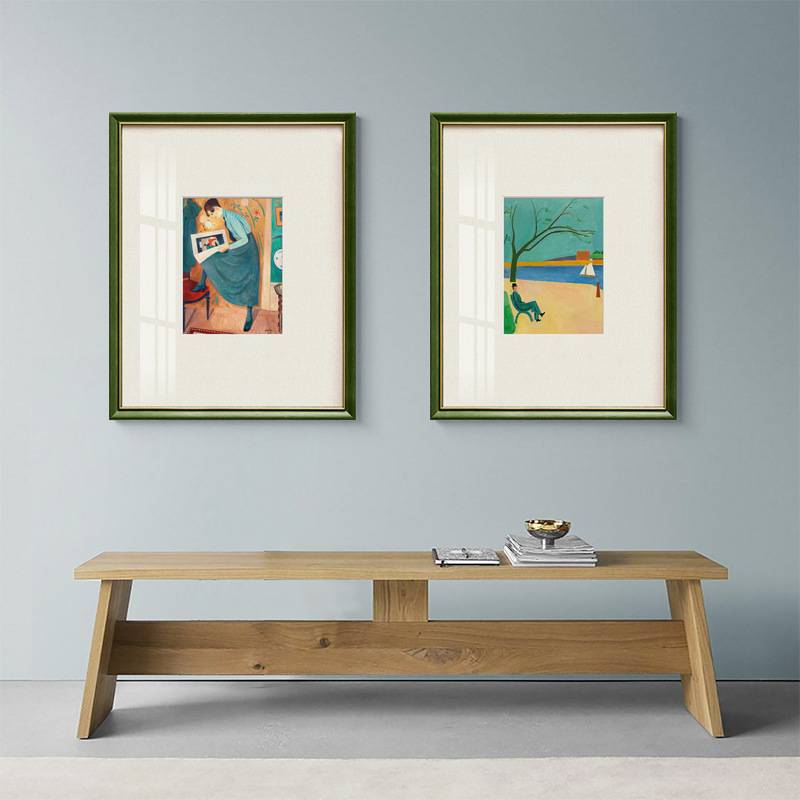 纳尔乔林艺术人物装饰画餐厅现代小众玄关壁画欧式客厅卧室绿框画图片