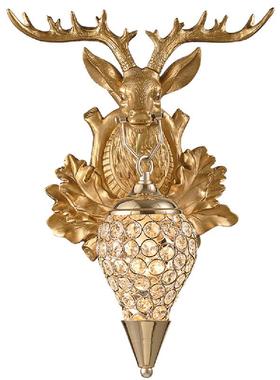 式鹿头壁灯意美式床头鹿角壁灯欧个性工业复古TFB客厅玄创关走廊