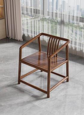 木围套椅茶圈椅三件官帽椅中式实椅子仿古几单人茶椅阳台PVM靠背