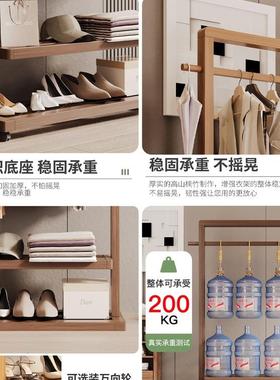 简易落地卧衣帽架家用挂衣架GYQ阳台晾衣服子客厅木楠竹室置实j架