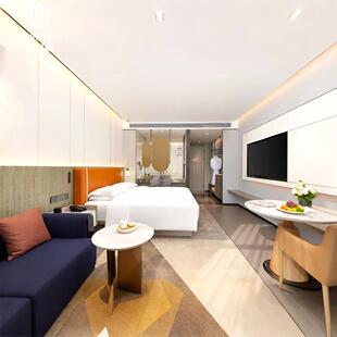 现代约酒店374套板房家具宾简馆民宿风标间全套客房样间固装工程