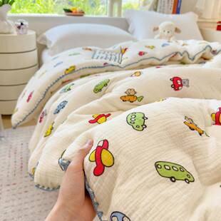 A类母婴级通卡皱皱纱大豆被幼儿园儿家童午睡被无品牌/芯用宝厂宝