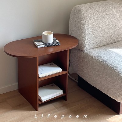 Lifepoem中古风实木边柜复古沙发茶几小户型咖啡厅角几边几床头柜