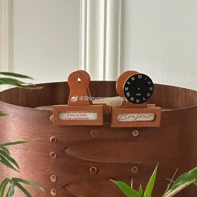 Shinymomo可爱ins物件日式复古木质风磁吸冰箱贴留言板文具小夹子