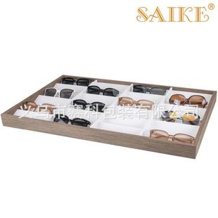 现货黑胡桃木质24位眼镜墨镜太阳镜销售陈列展示托盘梯式道具