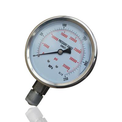 全钢耐震超高压压力表不锈钢充油高压表清洗车厂销YBN100 250MPA