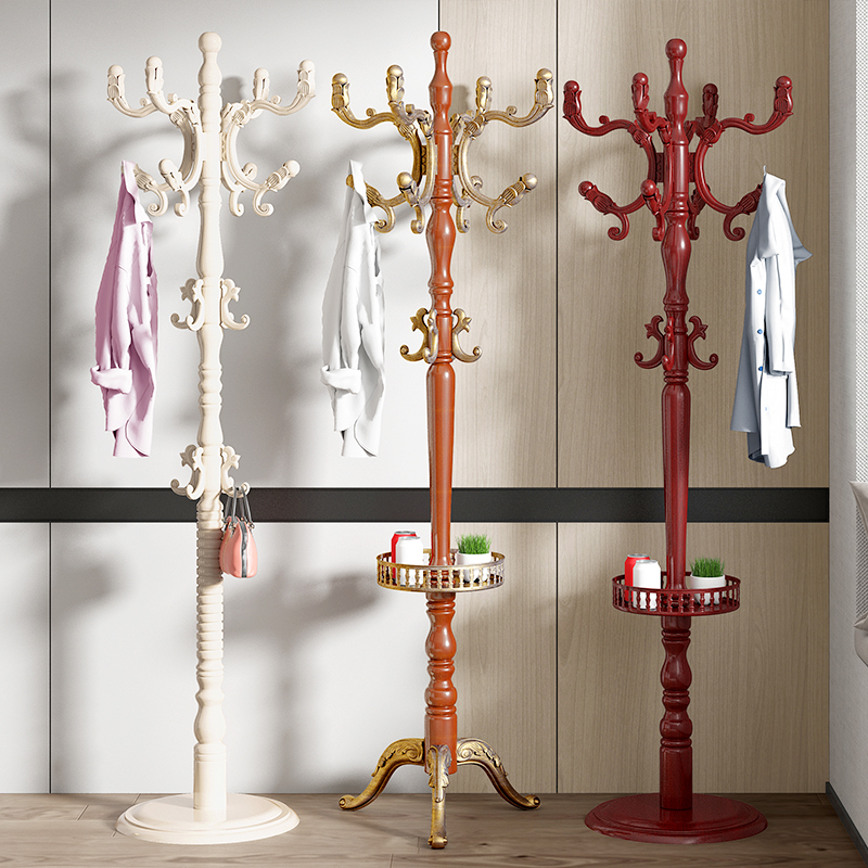 实木衣帽架挂衣服架子欧式家用客厅木质挂包架杆式挂衣架落地新款