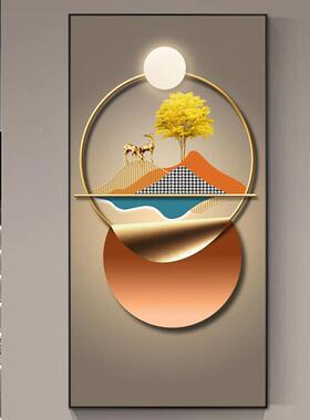 入户玄关装饰画正廊门走YT27-4过对现道简约轻奢壁画代玄关晶瓷竖