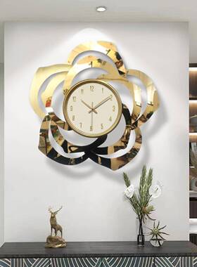 热卖新钟款壁钟不锈挂餐钢钛金玻璃面挂厅BLR背景