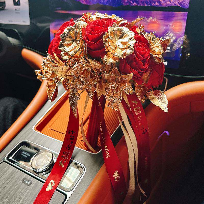 中婚礼手金捧花玫瑰束色bNFrKkYx装饰假花新花郎接式亲国潮风秀禾