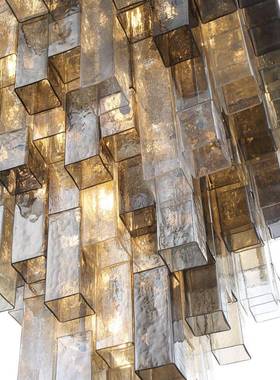 VC新复款213大别墅式楼厅吊灯楼梯跃层挑玻高轻奢设计师酒店璃大