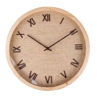 圆形实木货ZBI挂日韩简约藤钟编钟家居饰挂表出口好物装工厂源
