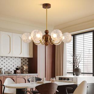 中古风法式复古吊卧灯厅室客主灯新中式豆65683玻璃简约书房餐厅