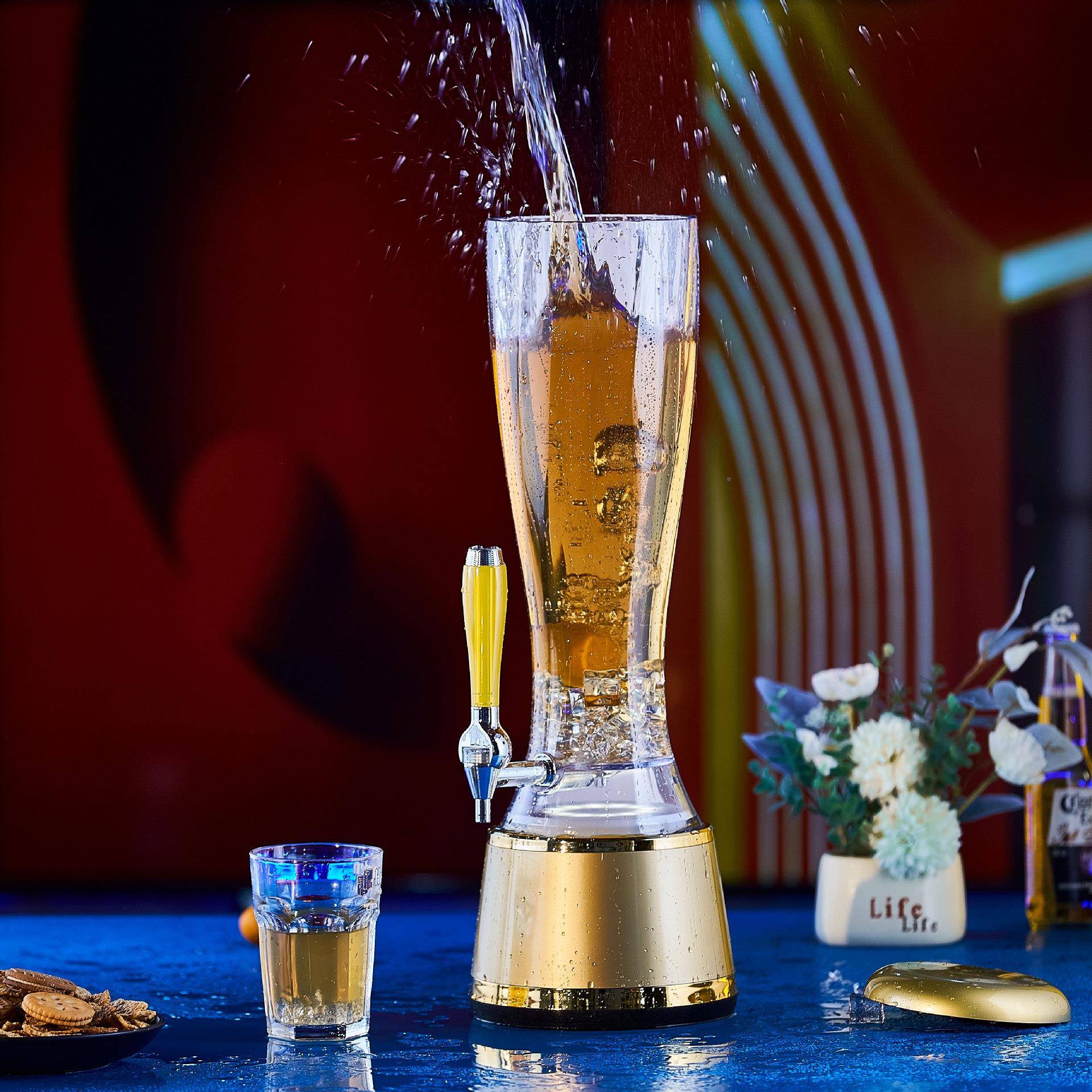厂家直销个扎性发光啤啤酒酒分酒酒20器炮商用酒吧自助酒容器架酒