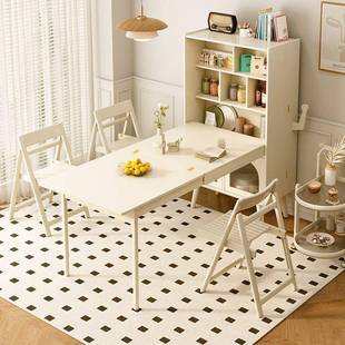 实木折叠餐桌户型折叠椅子家用组合餐一体l边oft 多能功隐藏小饭