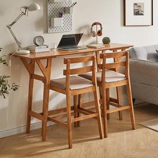 家逸实木家吧台椅吧台凳桌组合用椅脚子酒RF 1920吧高凳子带靠背