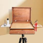 绘岳黑胡桃木水便彩画箱美术户脚外写生携CSS伸式 缩三架可拆卸画