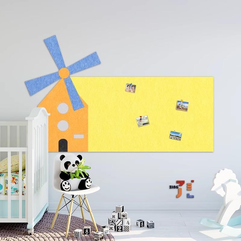 室毛毡墙贴幼儿园环创教布风车主文题化照片ARW墙创意宣传栏展置