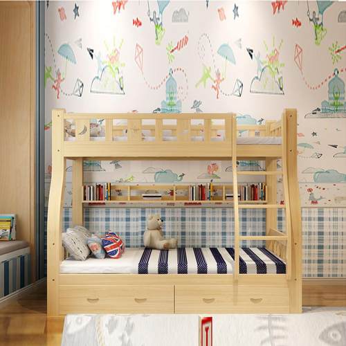 厂家直销实木双层子床梯柜储子母床MH母高低子床上母下铺木床物带